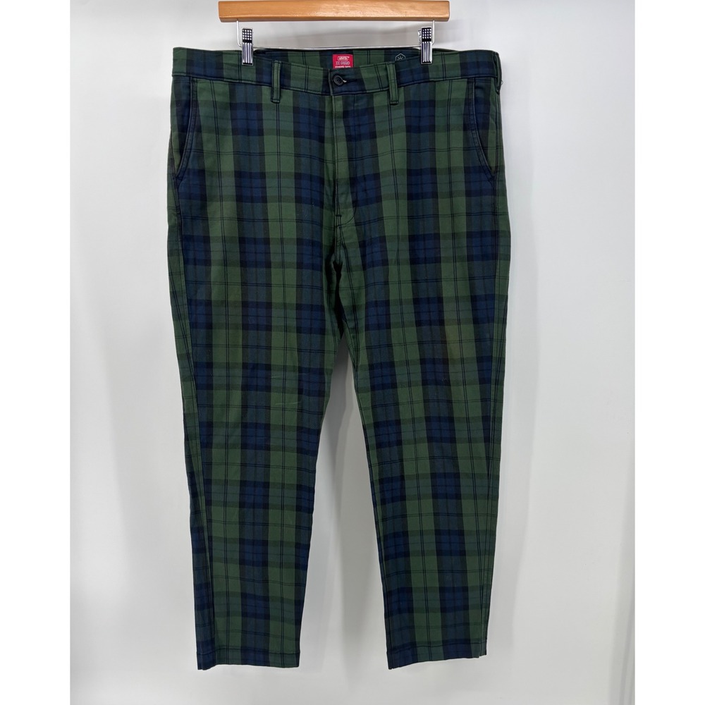 Levi's XX Chino Pants Men 38x30 Green Blue Plaid Standard Taper Casual